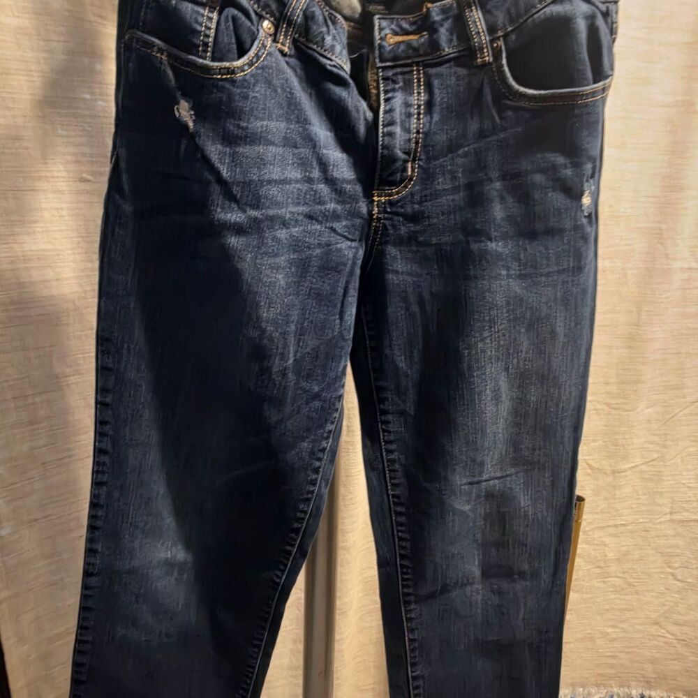 Women's Dark Jeans Relaxed Crop Frayed